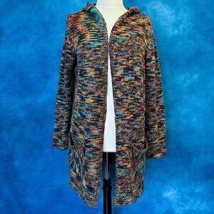 Keren Hart Hooded Knit Open Cardigan, Size L